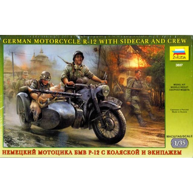 German Motorcycle R12 With Sidecar & Crew
