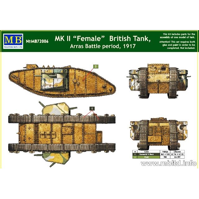 Mk II "Female" British Tank - Arras Battle Period 1917