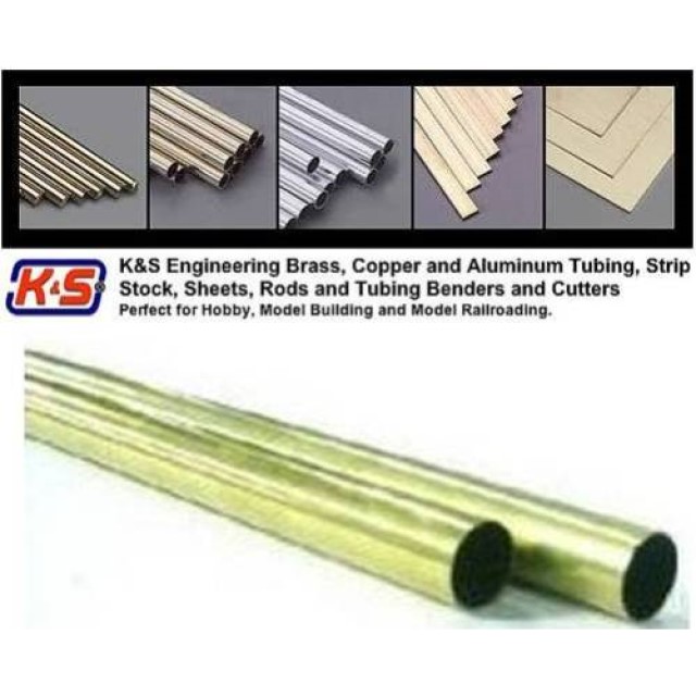 (1/8") Dia 3.18mm  x 0.36mm Wall Thk Round Brass Tube - L = 304.8mm