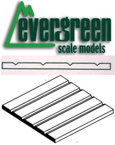 V-Groove Siding - 1.0mm Spacing x 0.5mm Thk Sheet (1 Piece Per Pack) #2040 - Size 300mm x 150mm 