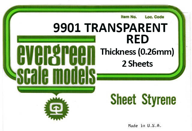 Red Transparent Colored Sheets 0.26mm (2 Pieces Per Pack) #9901 