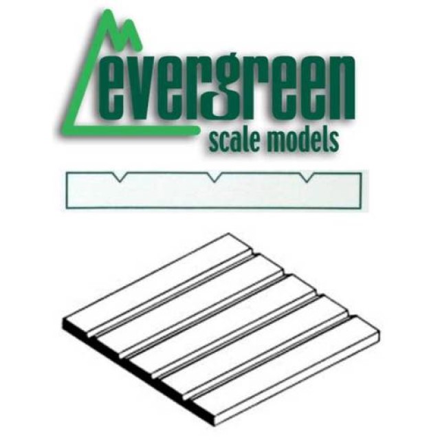 V-Groove Siding - 6.3mm Spacing x 1.0mm Thk Sheet (1 Piece Per Pack) #4250 - Size 300mm x 150mm 