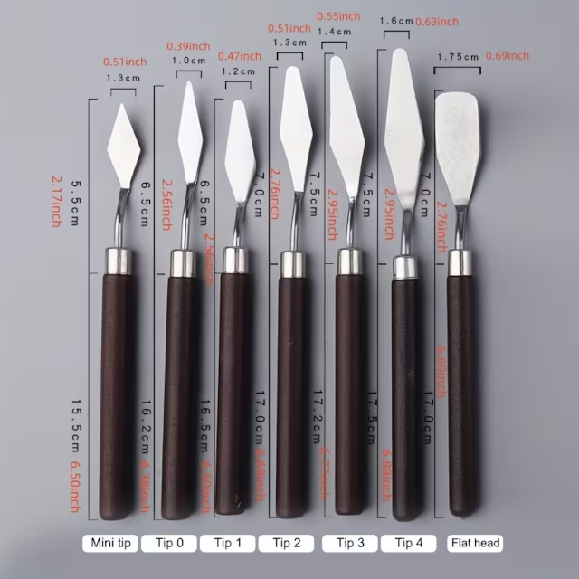 7pcs Set Palette Knife, Oil Painting, Stainless Steel Pigment Scraper