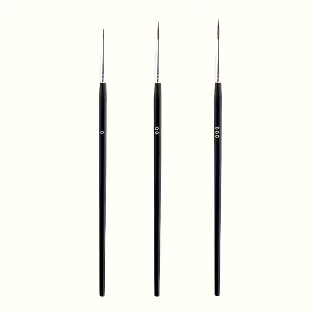 3pcs Fine Detail Paint Nylon Brush Set - #0, #00, #000