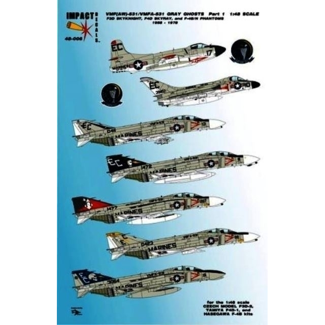F3D Skynight F4D-1 Skyray F-4B Phantom VF(AW)-531/VMFA-531 Grey Ghosts