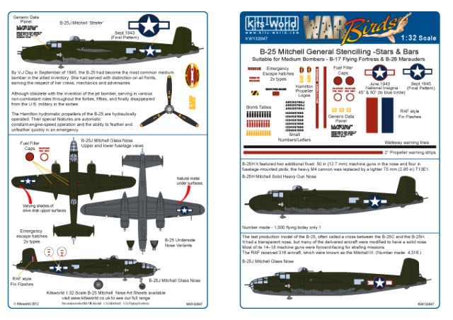 B-25 General Stenciling & National Insignia, Cockpit Instrumentation & Walkways