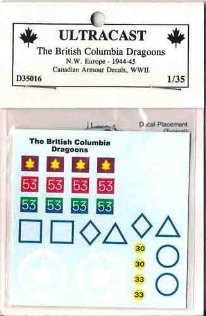 Canadian Armoured Decals WWII - The British Columbia Dragoons