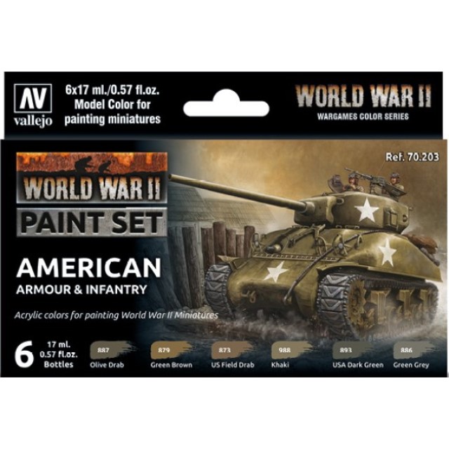 WWII American Armour & Infantry (6 Colour Set)