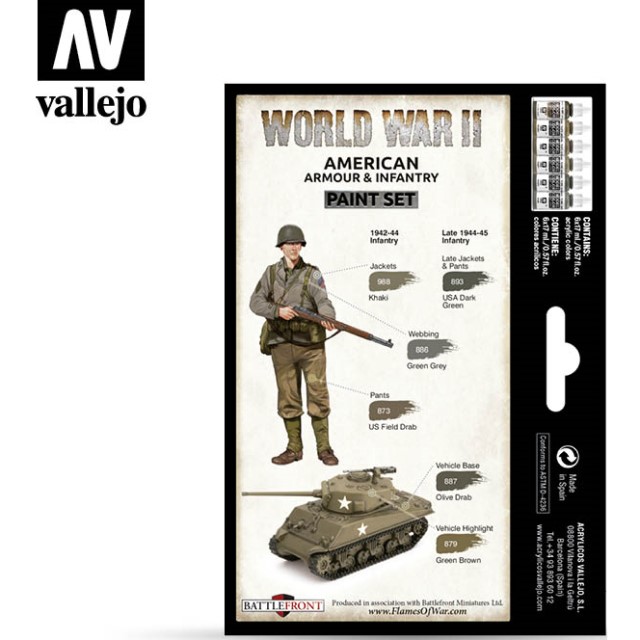 WWII American Armour & Infantry (6 Colour Set)