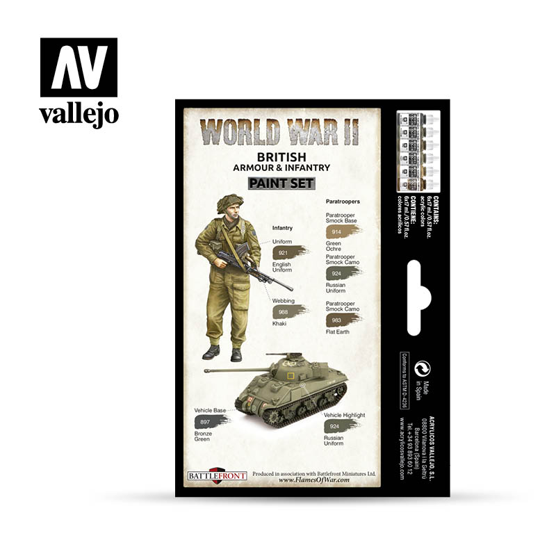 WWII British Armour & Infantry (6 Colour Set)